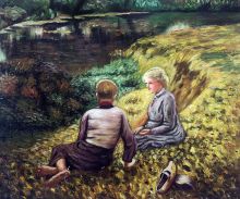 Claus - Children in a Landscape - Oil Painting Reproduction at overstockArt.com Claus - Children in a Landscape - Oil Painting Reproduction at overstockArt.com