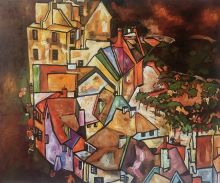 Edge of Town (Krumau Town Crescent), 1918 Reproduction at overstockArt.com Edge of Town (Krumau Town Crescent), 1918 Reproduction at overstockArt.com