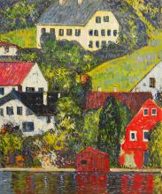 Gustav Klimt, Houses at Unterach on the Attersee at overstockArt.com Gustav Klimt, Houses at Unterach on the Attersee at overstockArt.com