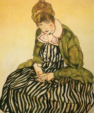Portrait of Edith Schiele Seated with Striped Dress, 1915 Reproduction at overstockArt.com Portrait of Edith Schiele Seated with Striped Dress, 1915 Reproduction at overstockArt.com