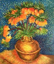 Crown Imperial Fritillaries in a Copper Vase - Van Gogh at overstockArt.com