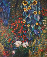 Farm Garden with Sunflowers - Gustav Klimt at overstockArt.com