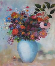 Flowers in a Turquoise Vase - Odilon Redon at overstockArt.com