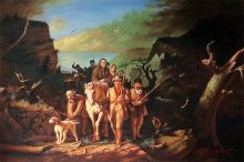 George Caleb Bingham - Daniel Boone Escorting Settlers Through the Cumberland Gap (Oil Painting Reproduction) at overstockArt.com