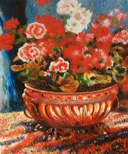 Geraniums in a Copper Basin - Pierre-Auguste Renoir at overstockArt.com