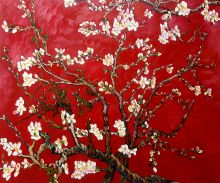 Vincent Van Gogh Almond Blossom in Ruby Red Hand Painted Oil Painting on Canvas & Museum Framing at overstockArt.com