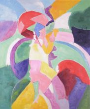 Woman with a Parasol, Robert Delaunay Reproduction at overstockArt.com
